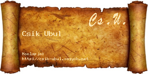 Csik Ubul névjegykártya